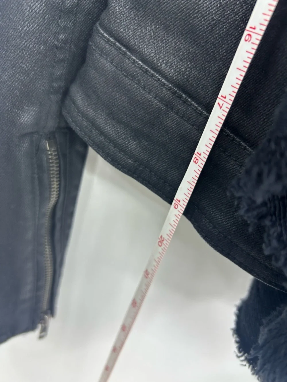 Free People Coated Black Moto Jacket Waterfall Drape Front Zip Cuffs Size 4
